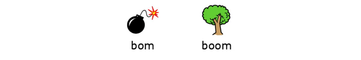Original word illustration: bom and boom