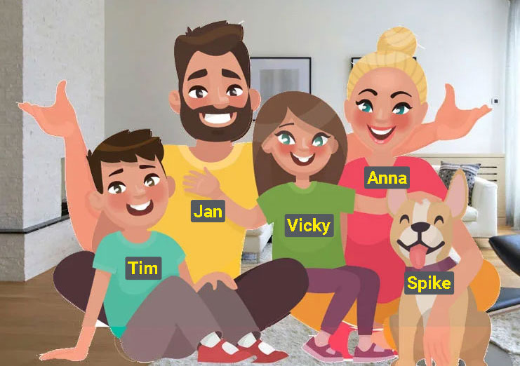 Tim, Jan, Vicky, Anna and Spike