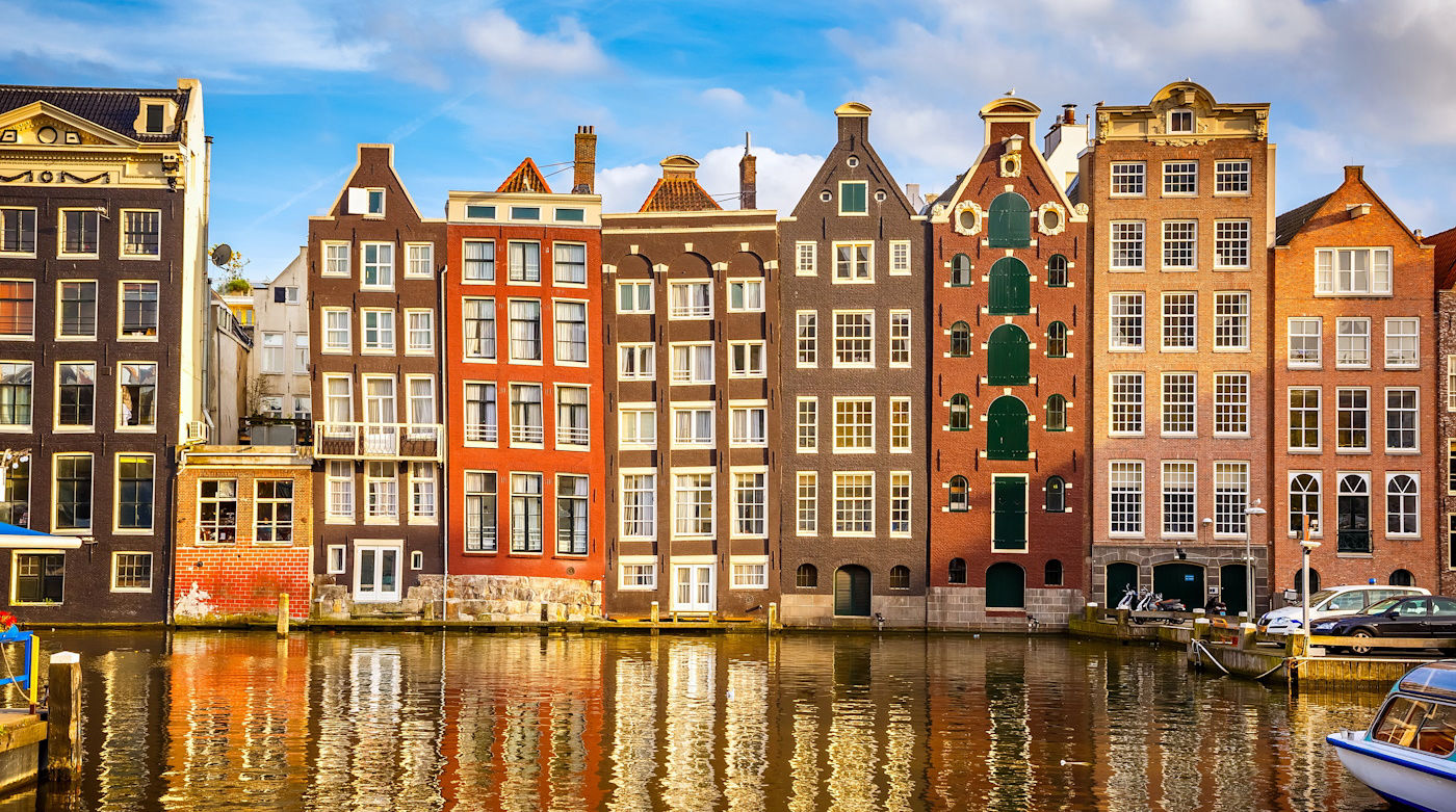 Historic Amsterdam canal houses.