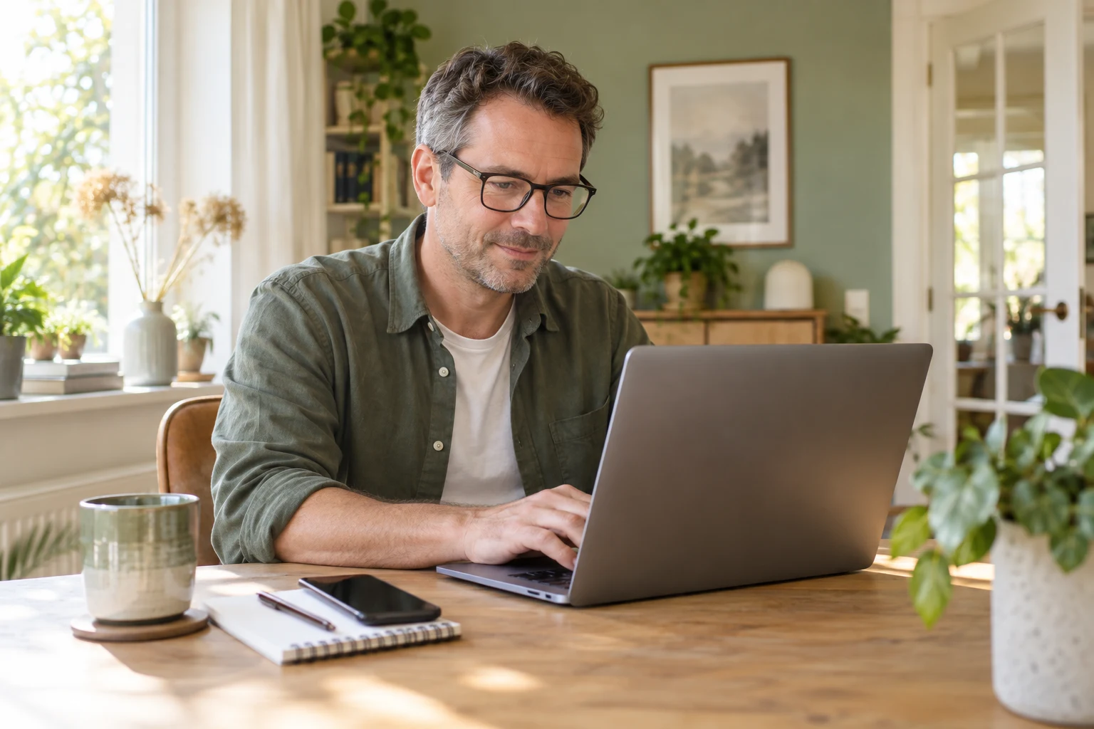 An adult learner gets started on a laptop.