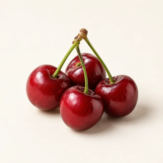 A small bunch of red cherries
