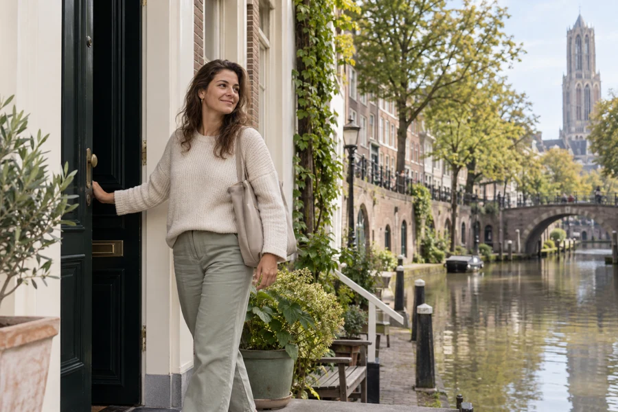 A resident by a canal house in Utrecht